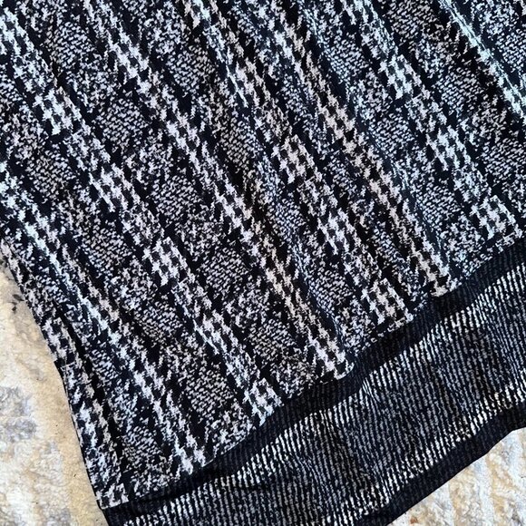 Black White Houndstooth Jacquard Michael Kors Long Sleeve Knee Length Dress L - Picture 5 of 10